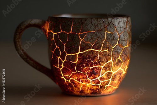 cracked mug with coffee