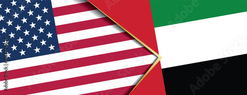 USA and United Arab Emirates flags symbolize bilateral relations partnership and world trade