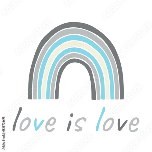 Colorful rainbow shape Demiboy pride flag Happy pride day LGBTQIA community Pride Month Vector hand drawn doodle for posters, stickers, logo, cards