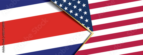 Costa Rica and United States flags overlapping abstract background international relations diplomacy