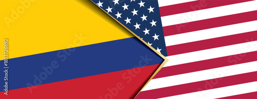 Colombia and United States flags overlapping abstract background international relations diplomacy