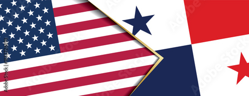 United States and Panama flags abstract geometric background showing international alliance cooperation