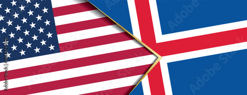 United States and Iceland flags abstract geometric background showing international alliance cooperation
