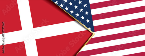 Denmark and United States flags overlapping abstract background international relations diplomacy concept
