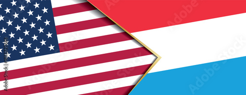 United States and Luxembourg flags abstract geometric background showing international alliance cooperation