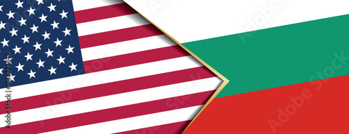 United States and Bulgaria flags abstract geometric background showing international alliance concept