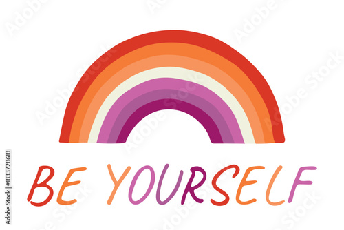 Colorful rainbow shape Lesbian pride flag Happy pride day LGBTQIA community Pride Month Vector hand drawn doodle for posters, stickers, logo, cards