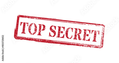 Top Secret red grunge rectangle rubber stamp seal for classified confidential documents
