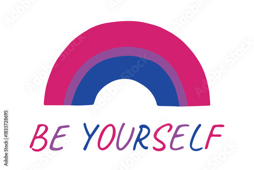 Colorful rainbow shape Bisexual pride flag Happy pride day LGBTQIA community Pride Month Vector hand drawn doodle for posters, stickers, logo, cards