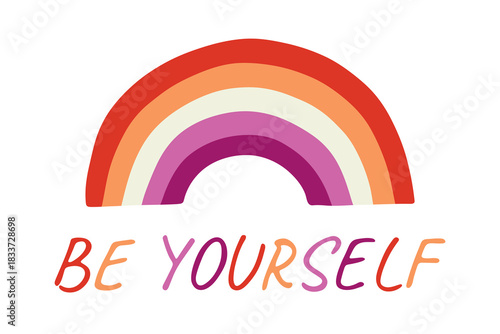 Colorful rainbow shape Lesbian pride flag Happy pride day LGBTQIA community Pride Month Vector hand drawn doodle for posters, stickers, logo, cards