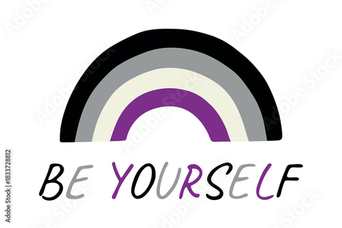 Colorful rainbow shape Asexual pride flag Happy pride day LGBTQIA community Pride Month Vector hand drawn doodle for posters, stickers, logo, cards