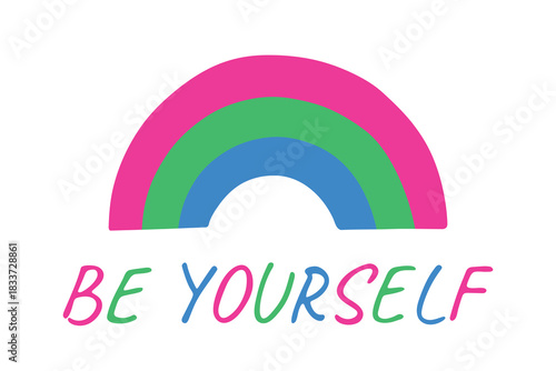 Colorful rainbow shape Polysexual pride flag Happy pride day LGBTQIA community Pride Month Vector hand drawn doodle for posters, stickers, logo, cards