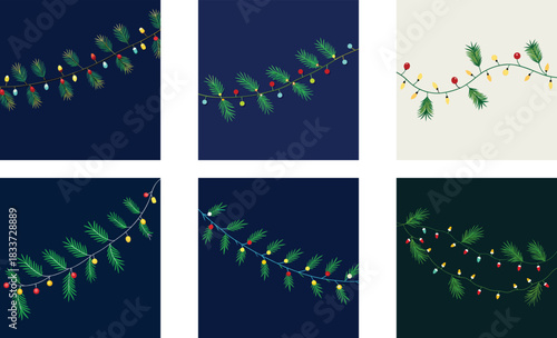 seamless Christmas border of pine branches intert 