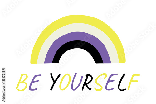 Colorful rainbow shape Non-binary pride flag Happy pride day LGBTQIA community Pride Month Vector hand drawn doodle for posters, stickers, logo, cards