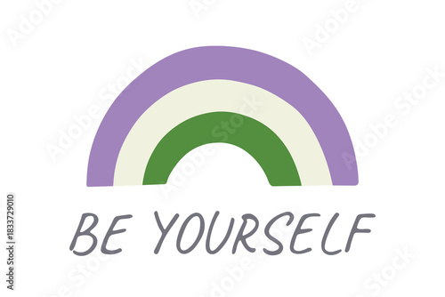 Colorful rainbow shape Genderqueer pride flag Happy pride day LGBTQIA community Pride Month Vector hand drawn doodle for posters, stickers, logo, cards