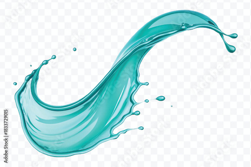 realistic smooth liquid fresh and clean water splash in curve style isolated on transparent background