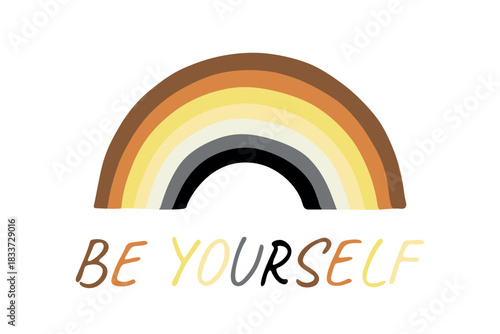 Colorful rainbow shape Bear brotherhood pride flag Happy pride day LGBTQIA community Pride Month Vector hand drawn doodle for posters, stickers, logo, cards