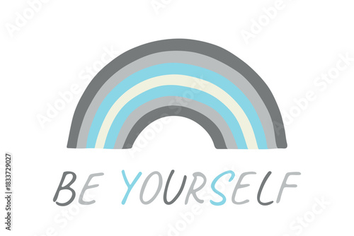 Colorful rainbow shape Demiboy pride flag Happy pride day LGBTQIA community Pride Month Vector hand drawn doodle for posters, stickers, logo, cards