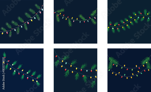 seamless Christmas border of pine branches intert 