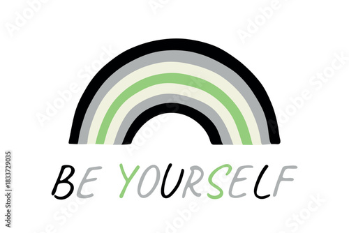 Colorful rainbow shape Agender pride flag Happy pride day LGBTQIA community Pride Month Vector hand drawn doodle for posters, stickers, logo, cards