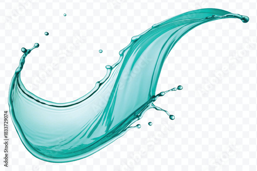 realistic smooth liquid fresh and clean water splash in curve style isolated on transparent background