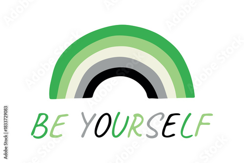 Colorful rainbow shape Aromantic pride flag Happy pride day LGBTQIA community Pride Month Vector hand drawn doodle for posters, stickers, logo, cards