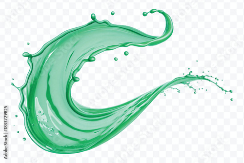 realistic smooth liquid fresh and clean water splash in curve style isolated on transparent background