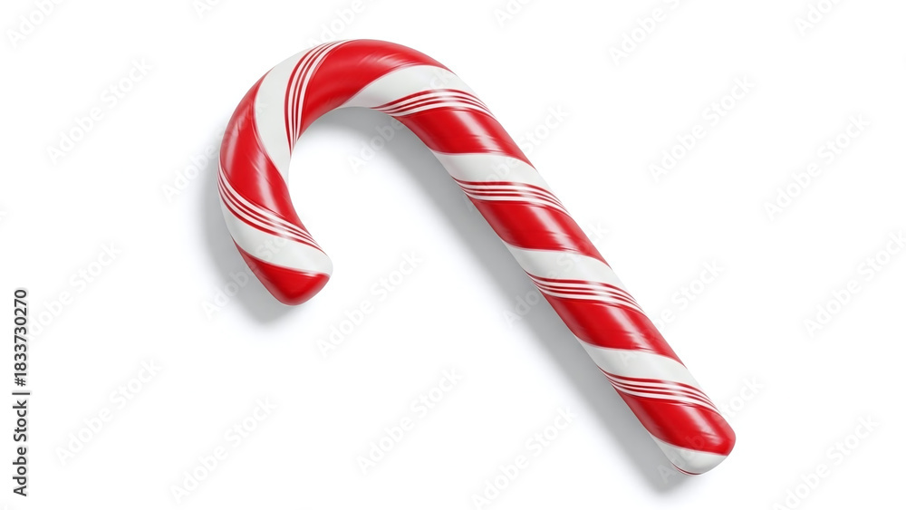 Obraz premium Classic red and white striped candy cane shiny 3D style plastic texture