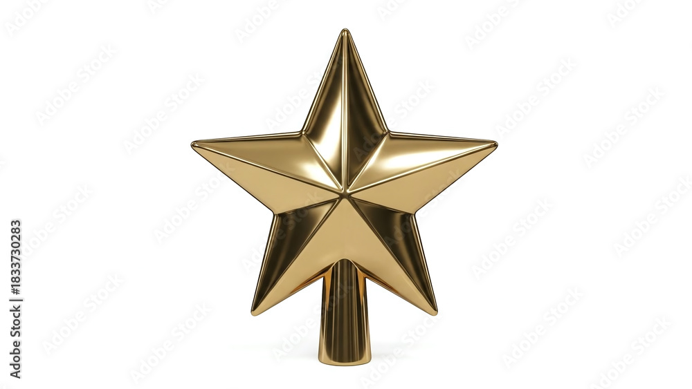 Obraz premium Gold 3D Christmas tree star topper metallic reflective surface smooth edges