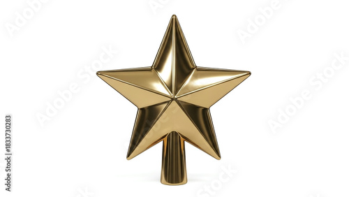 Gold 3D Christmas tree star topper metallic reflective surface smooth edges
