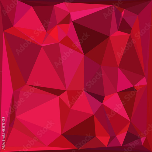 Stylish ruby red geometric background with modern triangular facets for elegant design projects