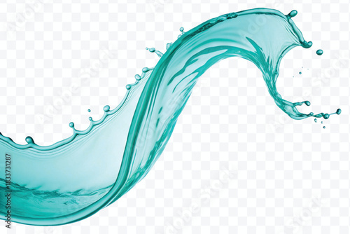 realistic smooth liquid fresh and clean water splash in curve style isolated on transparent background