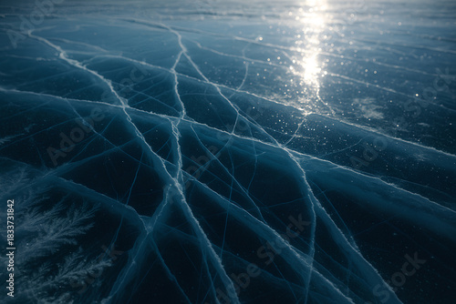 Fractured Ice on a Frozen Lake