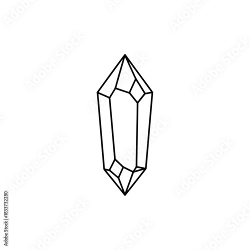 Crystal Gem or Magic Stone Line Art Illustration