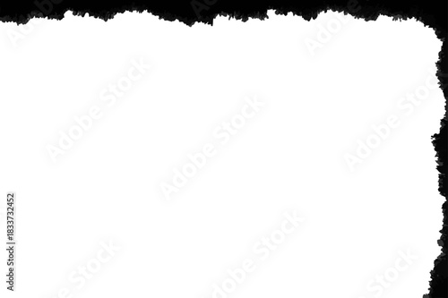 Black Grunge Border Frame on Transparent Background