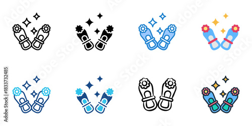 Wedding shoes icon set multiple style vector collection. Editable Stroke 
