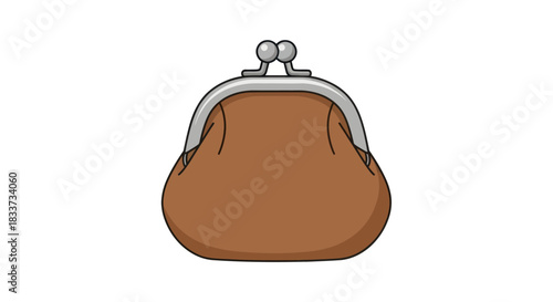 Brown Leather Coin Purse with Silver Clasp and Hinges.