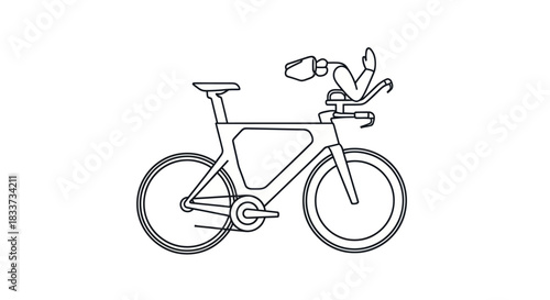 Sleek Triathlon Bicycle Line Art Illustration with Aerodynamic Design.