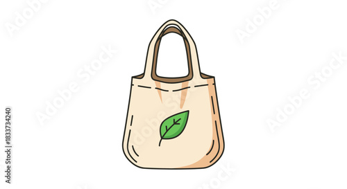 Eco-friendly reusable tote bag with green leaf symbol.