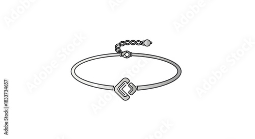 Minimalist Line Art Bracelet with Geometric Charm.