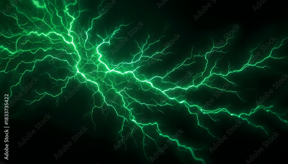 Fototapeta premium Fractal Neon Green Branch Lines Abstract Background