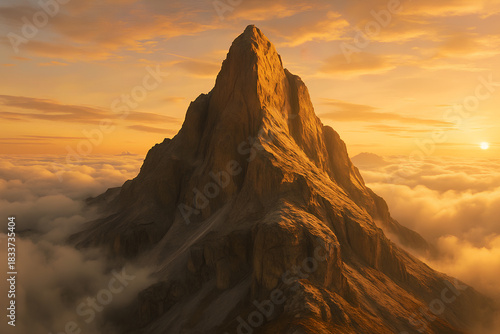 Majestic Mountain Peak Above the Clouds at Sunrise