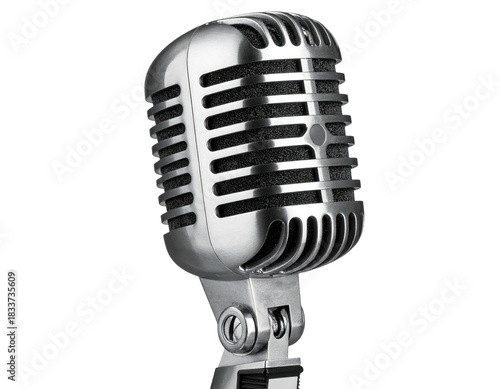 Classic chrome microphone against black