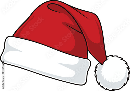 Festive Santa Hat Illustration Embrace the Holiday Cheer with this Classic Christmas Icon