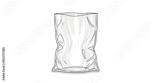 Empty Clear Plastic Bag Illustration.