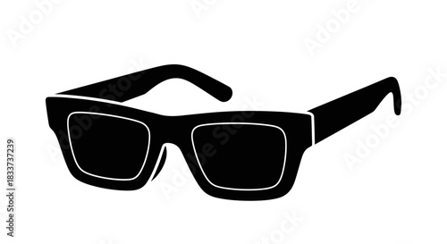 Black Silhouette of Rectangular Framed Sunglasses.