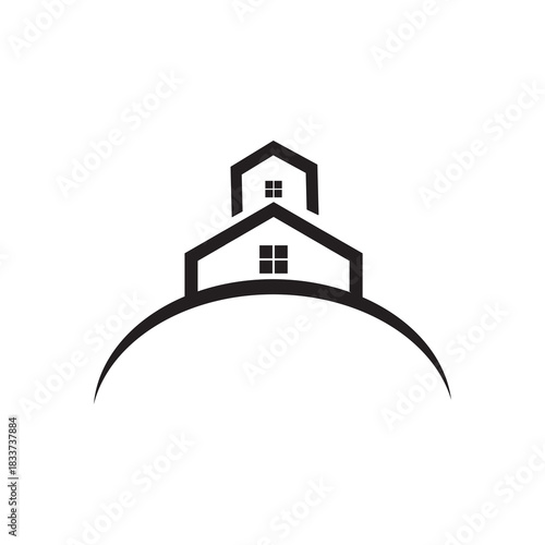 Modern black and white abstract house logo design