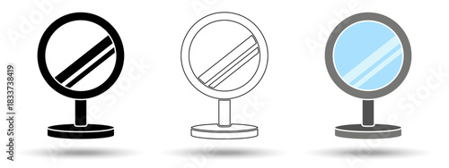 Mirror icon. Mirror icon on a white background, isolated. The icon has three uses in applications and websites. Vector illustration. Mirror icon on a white background.