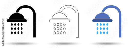 Shower icon. Shower icon on a white background, isolated. The icon has three uses in applications and websites. Vector illustration. Shower icon on a white background.