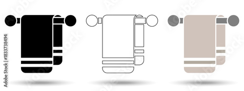 Towel icon. Towel icon on a white background, isolated. The icon has three uses in applications and websites. Vector illustration. Towel icon on a white background.